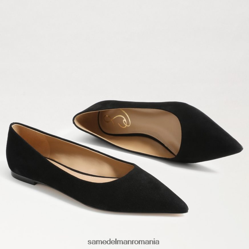 Sam Edelman încălţăminte piele intoarsa neagra femei wanda deget ascutit plat HN448Z484