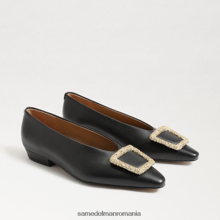 Sam Edelman încălţăminte piele neagra femei janina deget ascutit plat HN448Z394