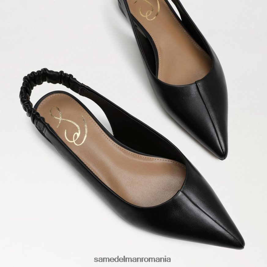 Sam Edelman încălţăminte piele neagra femei whitney slingback vârf ascuțit plat HN448Z736