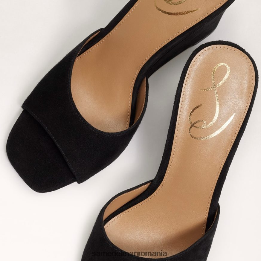 Sam Edelman încălţăminte piele intoarsa neagra femei sandală cu pană Merrick HN448Z613