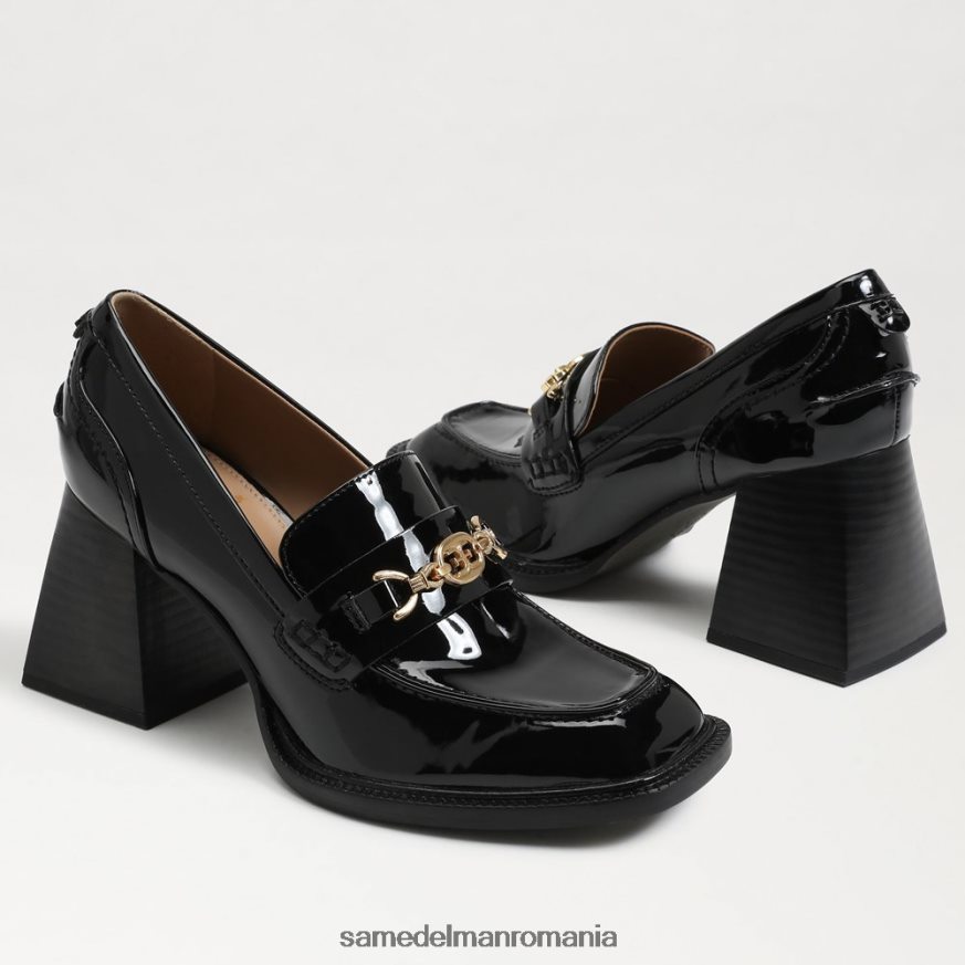 Sam Edelman încălţăminte brevet negru femei mocasini cu toc bloc Quincy HN448Z631