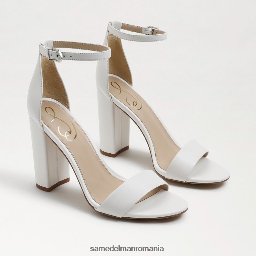 Sam Edelman încălţăminte piele albă strălucitoare femei sandale cu toc bloc yaro HN448Z328