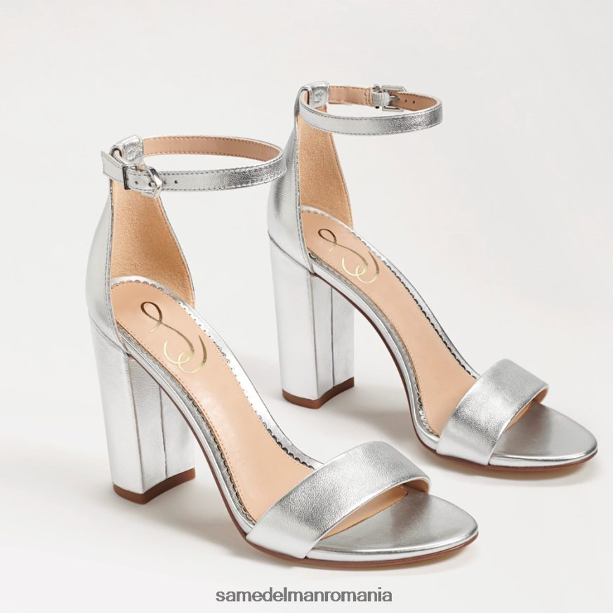 Sam Edelman încălţăminte piele argintie femei sandale cu toc bloc yaro HN448Z327