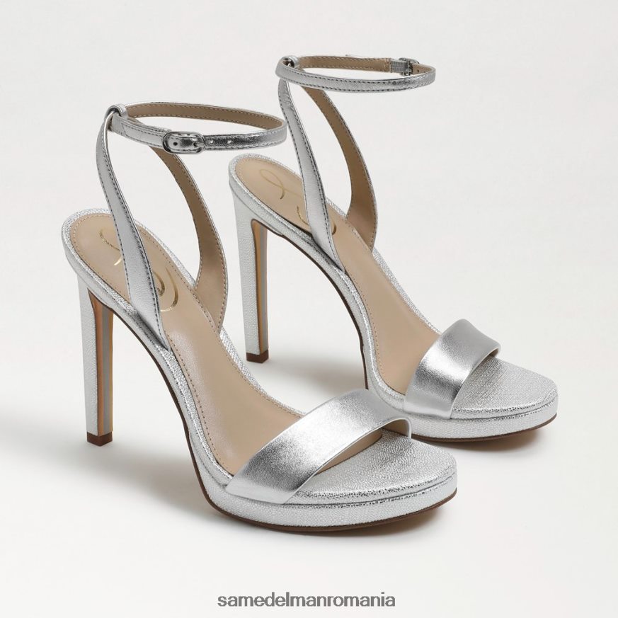 Sam Edelman încălţăminte piele argintie moale femei jad curea la gleznă toc HN448Z385