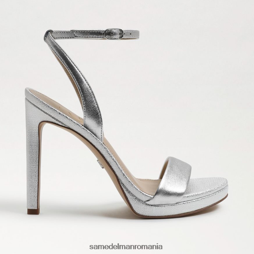 Sam Edelman încălţăminte piele argintie moale femei jad curea la gleznă toc HN448Z385