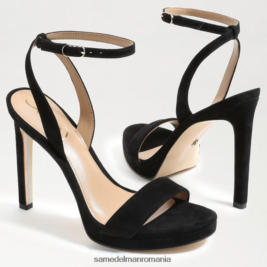 Sam Edelman încălţăminte piele intoarsa neagra femei jad curea la gleznă toc HN448Z392