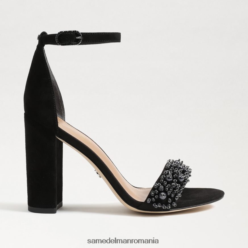 Sam Edelman încălţăminte piele intoarsa neagra femei sandale cu toc bloc yaro perla HN448Z619