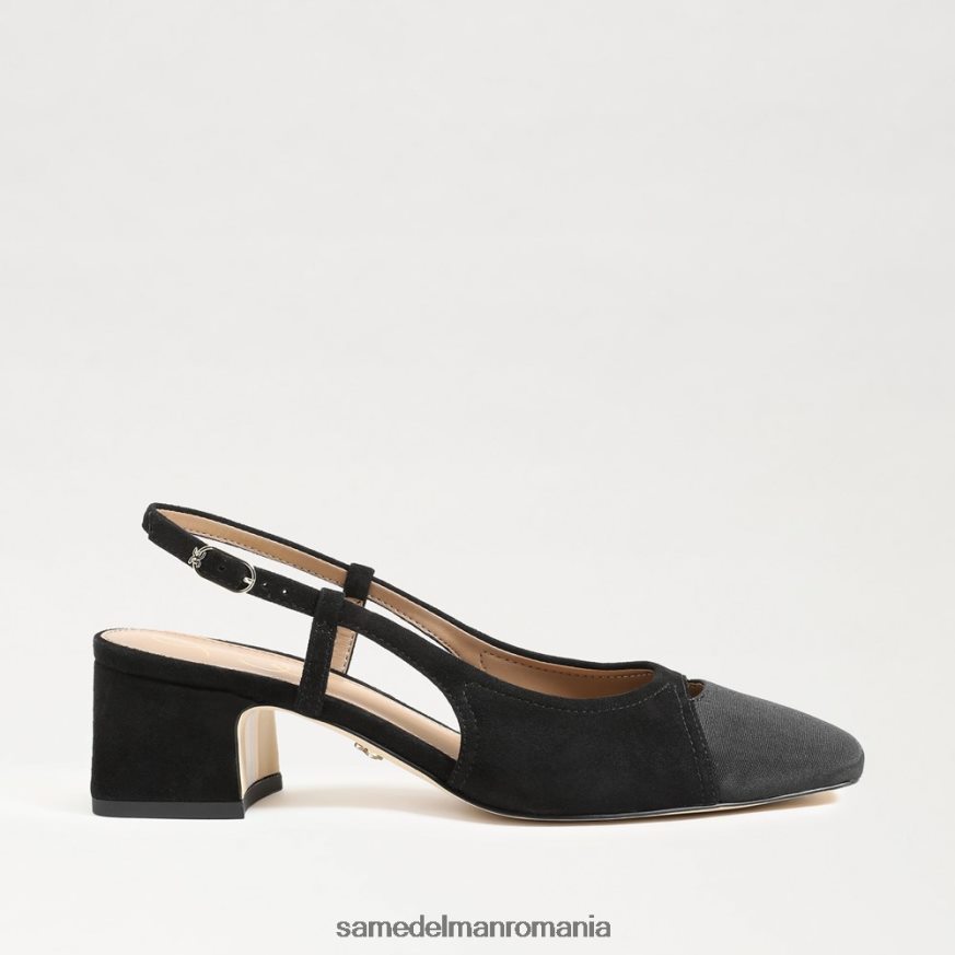 Sam Edelman încălţăminte piele intoarsa neagra femei tarra toc slingback HN448Z374