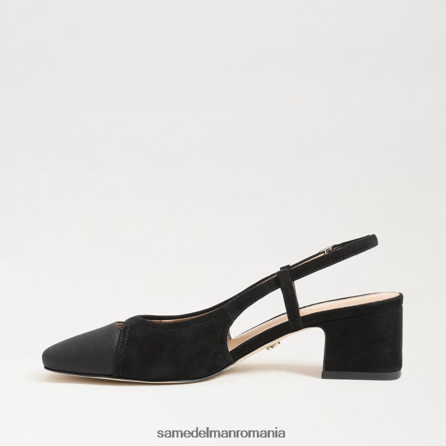 Sam Edelman încălţăminte piele intoarsa neagra femei tarra toc slingback HN448Z374