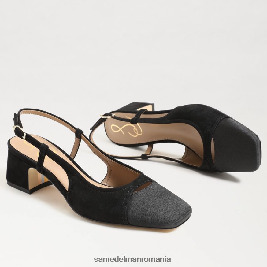 Sam Edelman încălţăminte piele intoarsa neagra femei tarra toc slingback HN448Z374