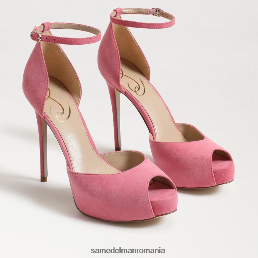 Sam Edelman încălţăminte piele intoarsa trandafir carmin femei toc platformă florencia peep toe HN448Z769