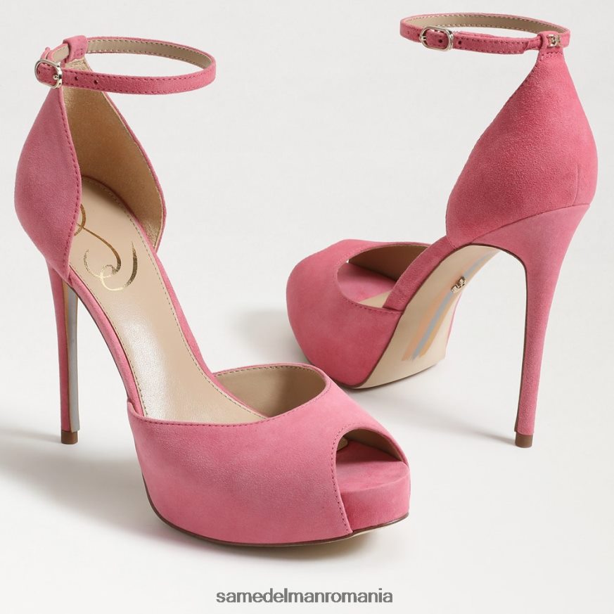 Sam Edelman încălţăminte piele intoarsa trandafir carmin femei toc platformă florencia peep toe HN448Z769