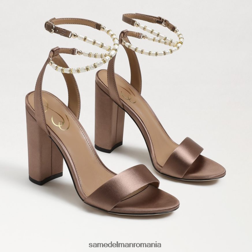 Sam Edelman încălţăminte satin caramel femei sandale Yanelli cu toc bloc HN448Z856