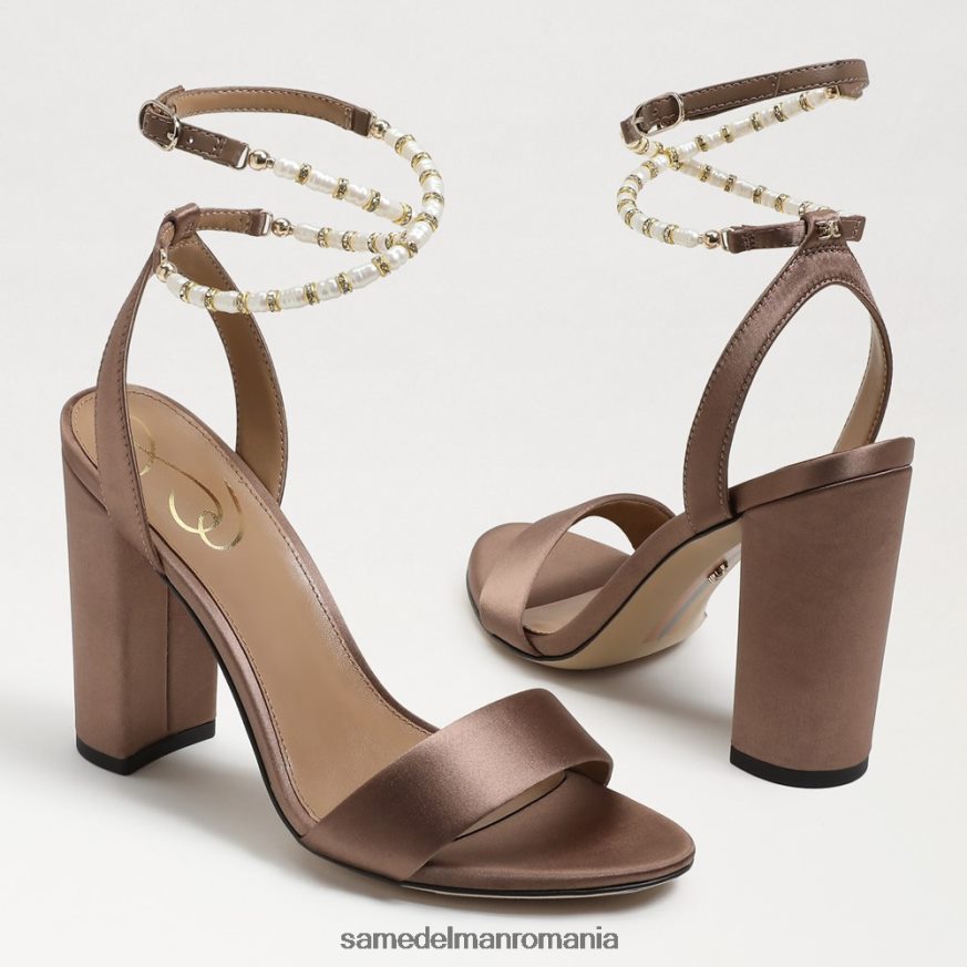 Sam Edelman încălţăminte satin caramel femei sandale Yanelli cu toc bloc HN448Z856