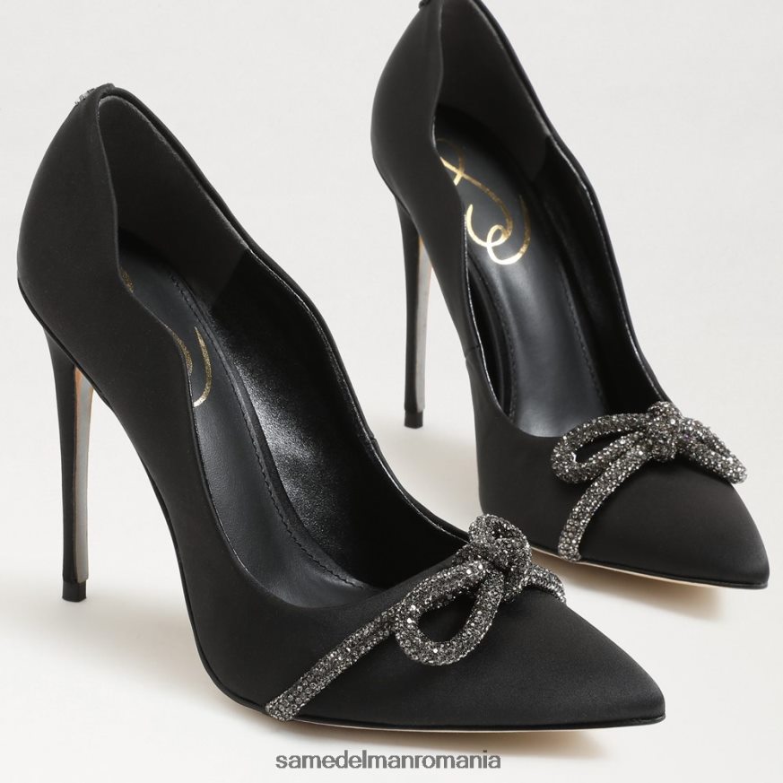 Sam Edelman încălţăminte satin negru femei deela toc ascutit HN448Z956