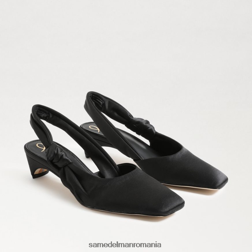 Sam Edelman încălţăminte satin negru femei meredith slingback kitten heel HN448Z876