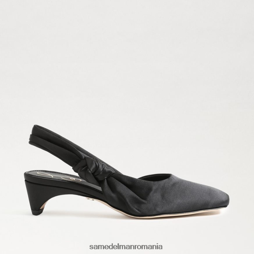 Sam Edelman încălţăminte satin negru femei meredith slingback kitten heel HN448Z876