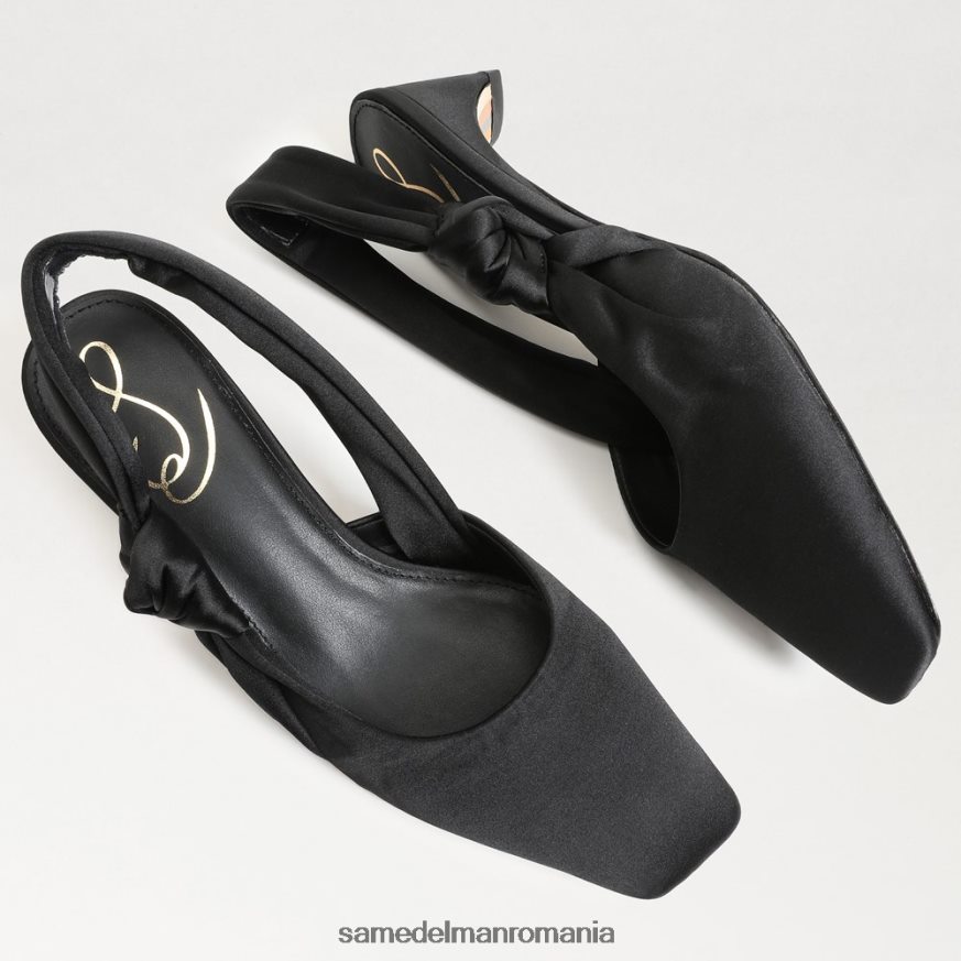 Sam Edelman încălţăminte satin negru femei meredith slingback kitten heel HN448Z876