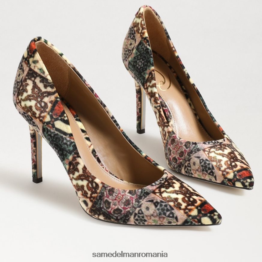 Sam Edelman încălţăminte catifea multi-fildeș femei toc ascuțit alun HN448Z135