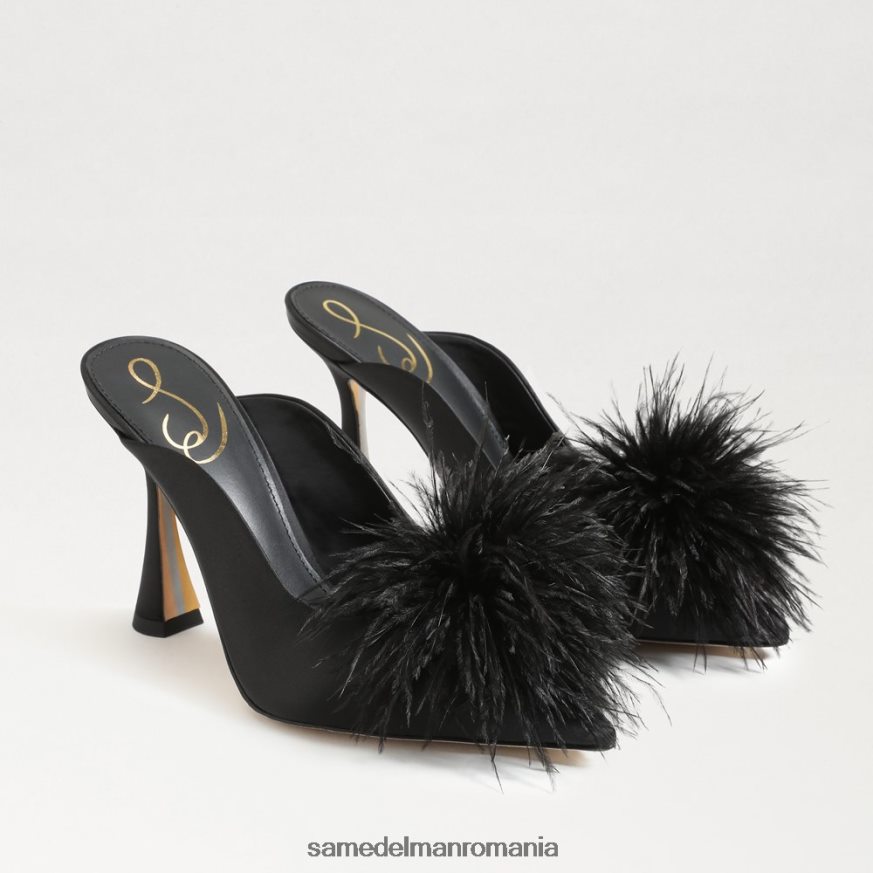 Sam Edelman încălţăminte satin negru femei pompă anthony feather mule HN448Z725