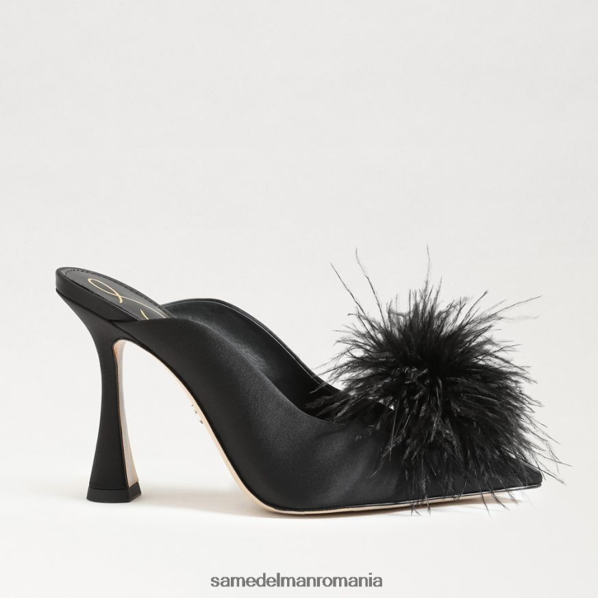 Sam Edelman încălţăminte satin negru femei pompă anthony feather mule HN448Z725