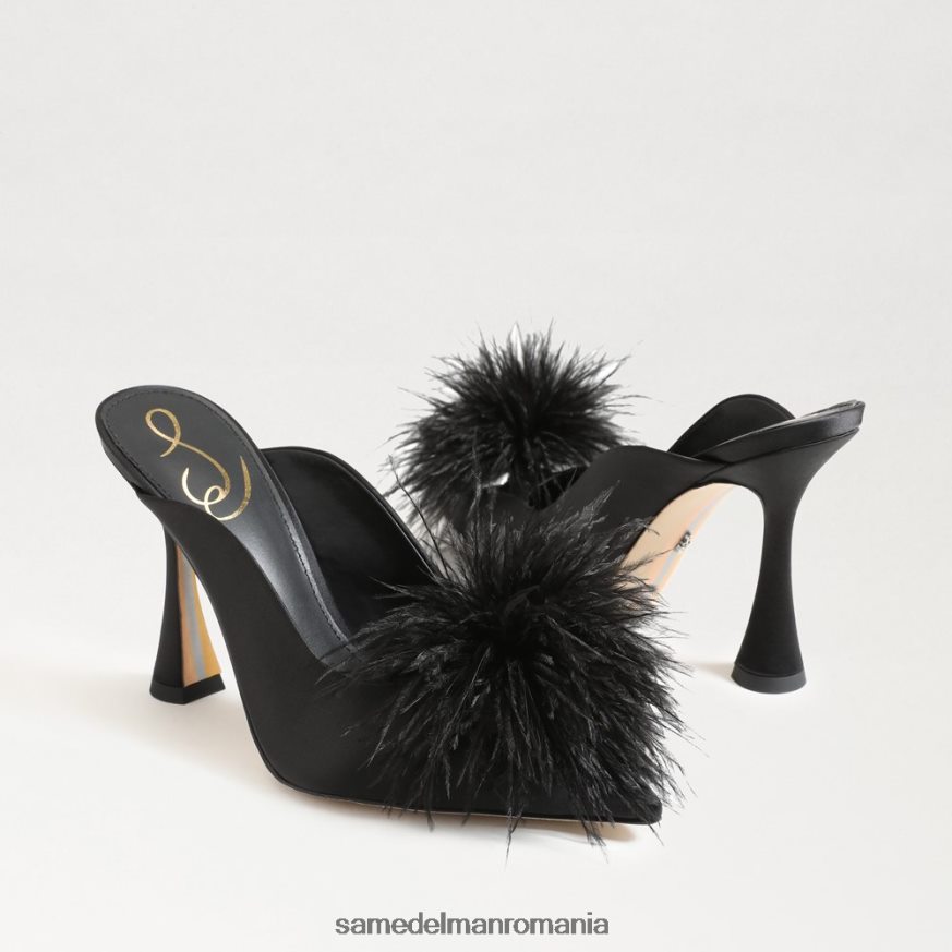 Sam Edelman încălţăminte satin negru femei pompă anthony feather mule HN448Z725