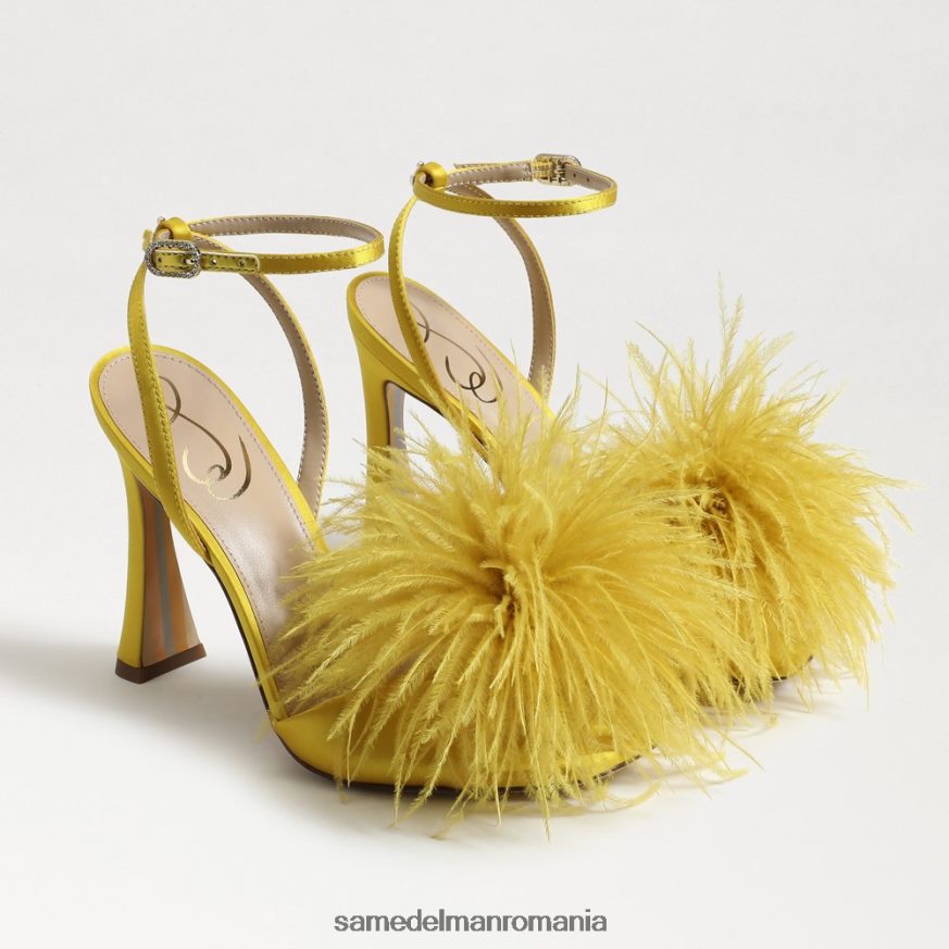 Sam Edelman încălţăminte satin ocru femei toc de pene de leon HN448Z849
