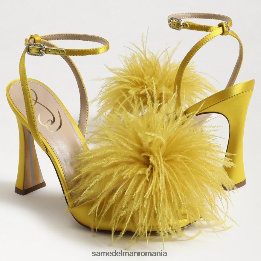Sam Edelman încălţăminte satin ocru femei toc de pene de leon HN448Z849