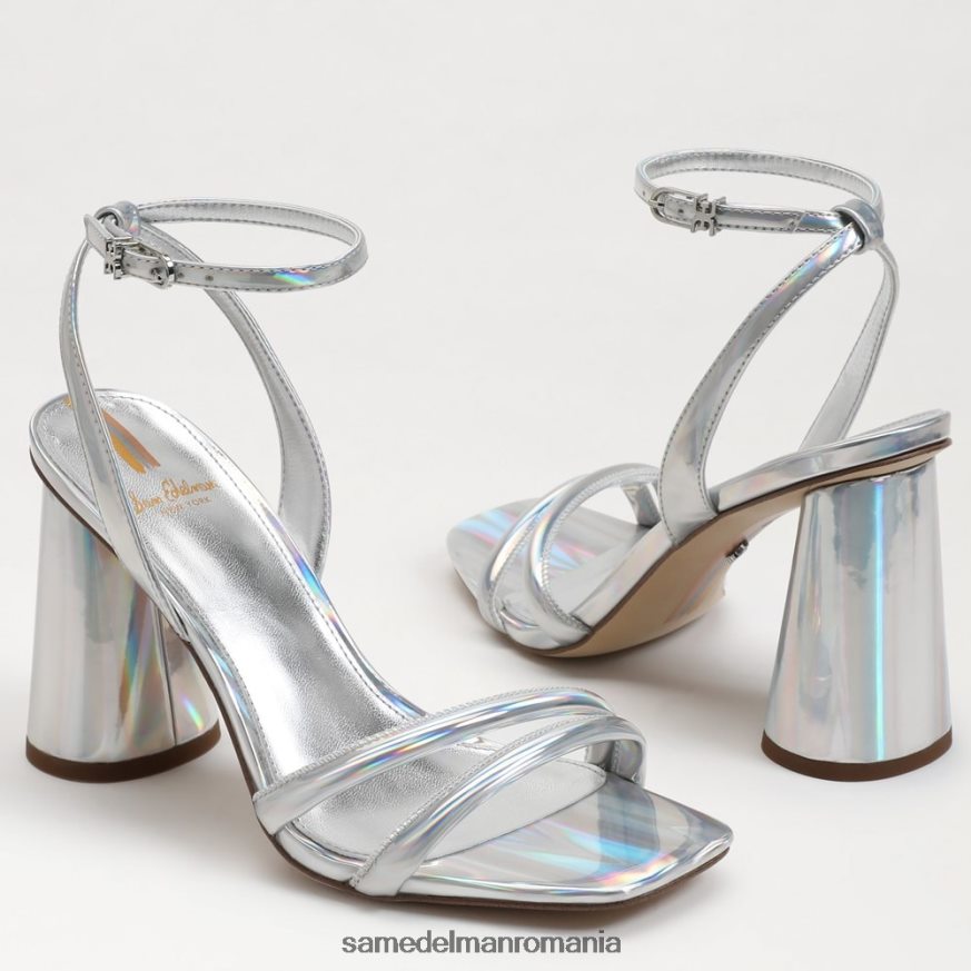 Sam Edelman încălţăminte argintiu moale irizat femei sandale kia cu toc bloc HN448Z110