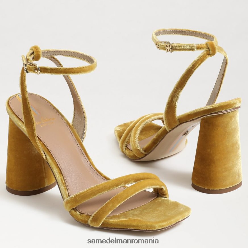 Sam Edelman încălţăminte catifea șofran femei sandale kia cu toc bloc HN448Z100