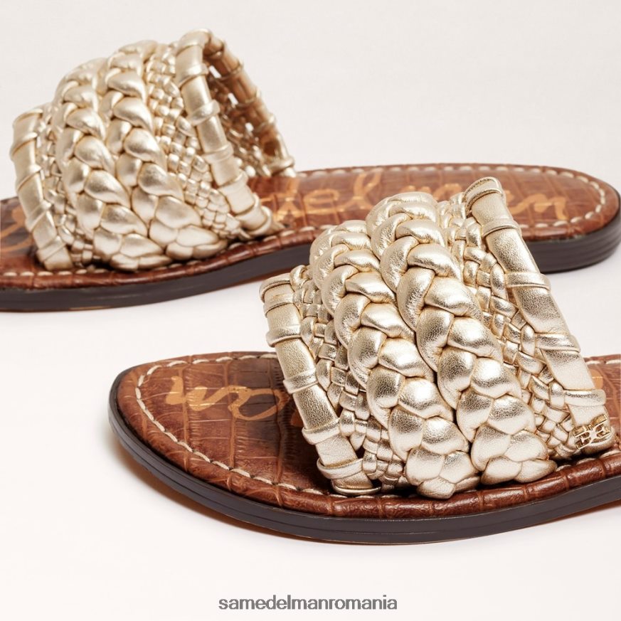 Sam Edelman încălţăminte frunza de aur femei sandală glisantă țesută giada HN448Z406
