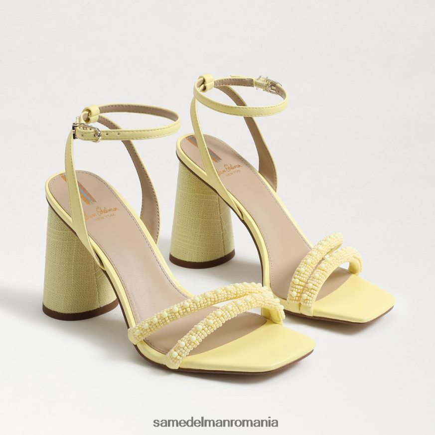 Sam Edelman încălţăminte galben de unt femei sandale cu toc bloc cu margele kia HN448Z489