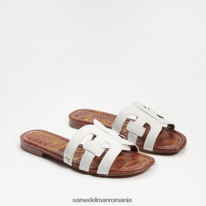 Sam Edelman încălţăminte piele albă strălucitoare femei sandală de tip bay slide HN448Z13