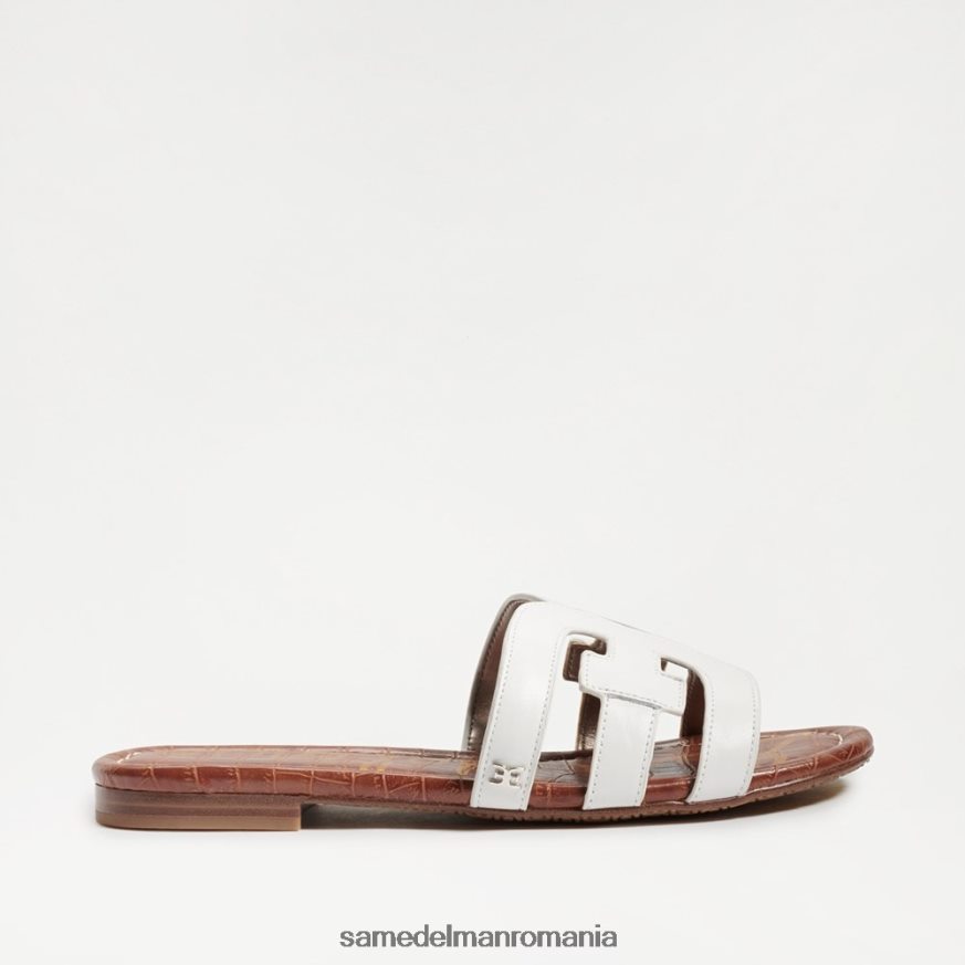 Sam Edelman încălţăminte piele albă strălucitoare femei sandală de tip bay slide HN448Z13