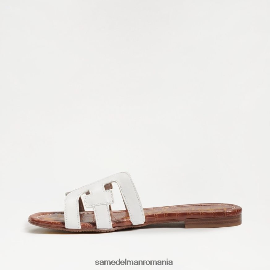 Sam Edelman încălţăminte piele albă strălucitoare femei sandală de tip bay slide HN448Z13