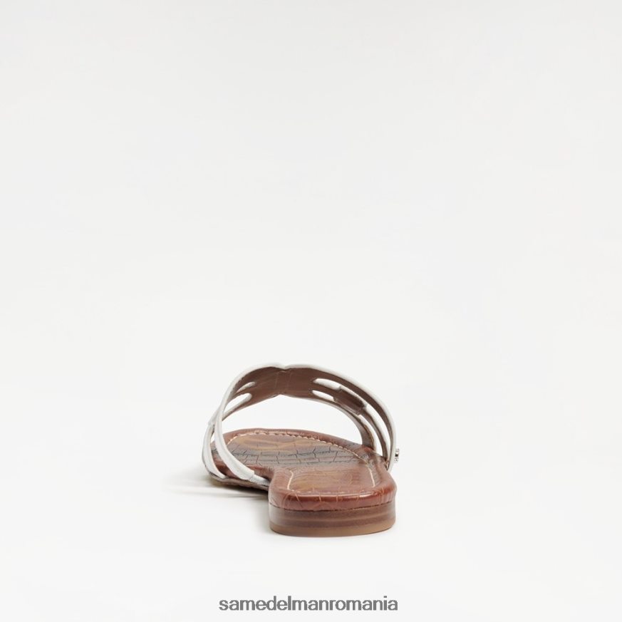 Sam Edelman încălţăminte piele albă strălucitoare femei sandală de tip bay slide HN448Z13