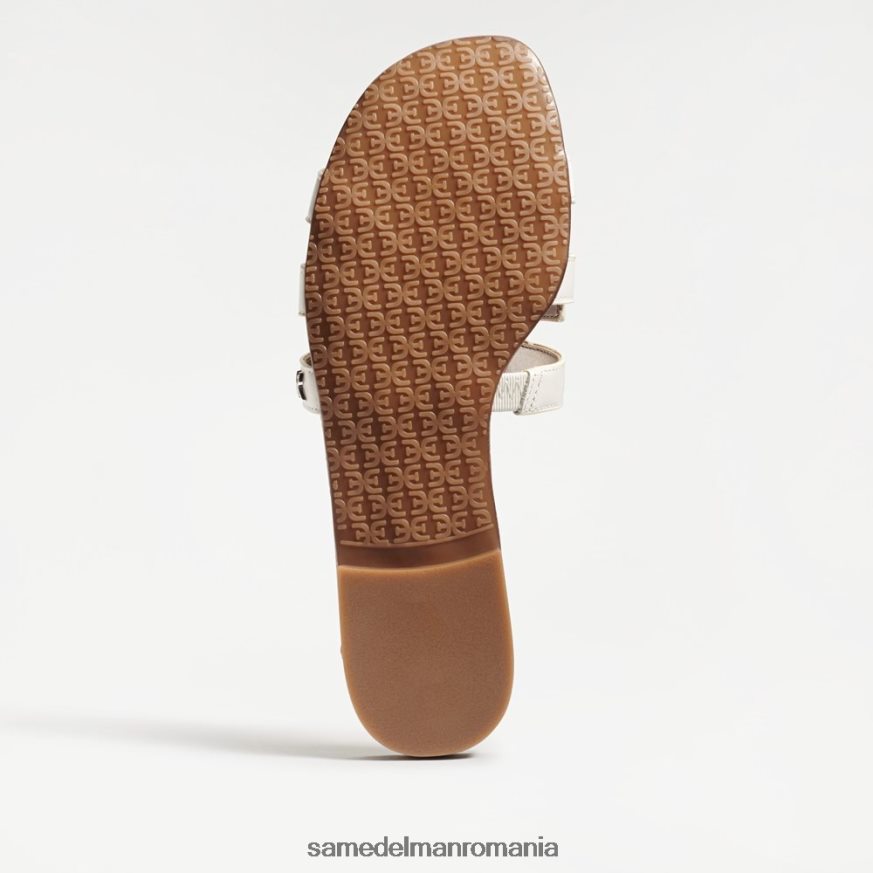 Sam Edelman încălţăminte piele albă strălucitoare femei sandală de tip bay slide HN448Z13