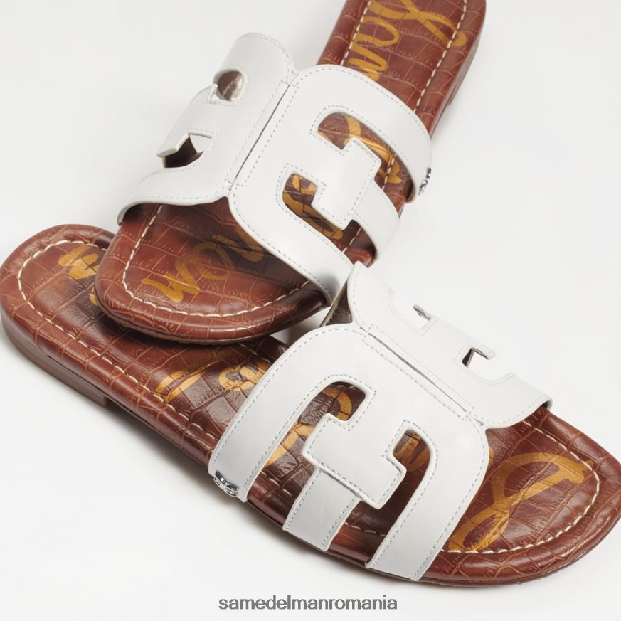 Sam Edelman încălţăminte piele albă strălucitoare femei sandală de tip bay slide HN448Z13