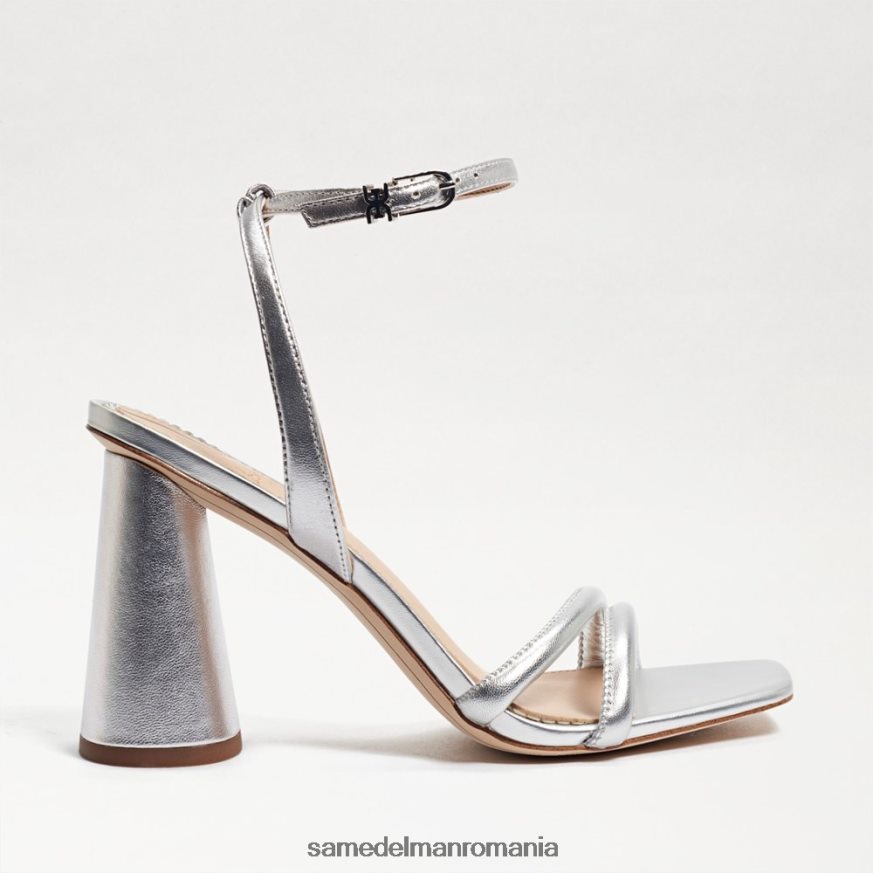 Sam Edelman încălţăminte piele argintie moale femei sandale kia cu toc bloc HN448Z104