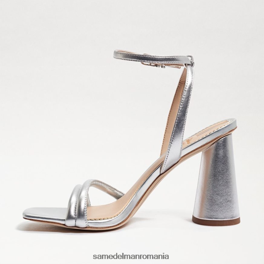 Sam Edelman încălţăminte piele argintie moale femei sandale kia cu toc bloc HN448Z104