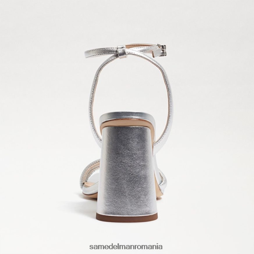 Sam Edelman încălţăminte piele argintie moale femei sandale kia cu toc bloc HN448Z104