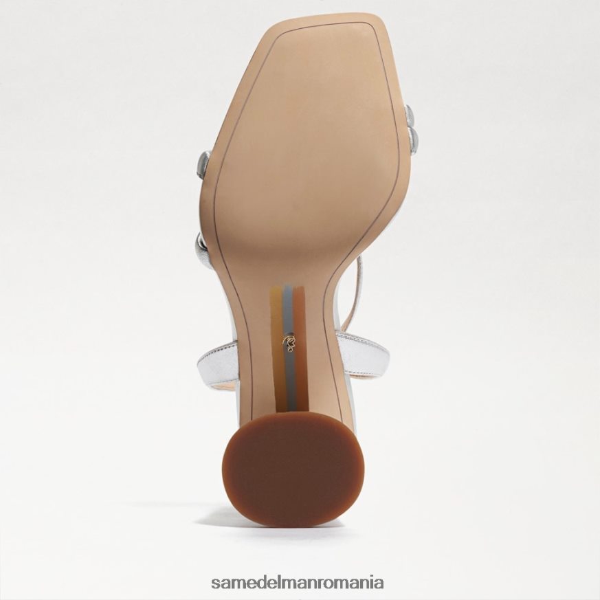 Sam Edelman încălţăminte piele argintie moale femei sandale kia cu toc bloc HN448Z104