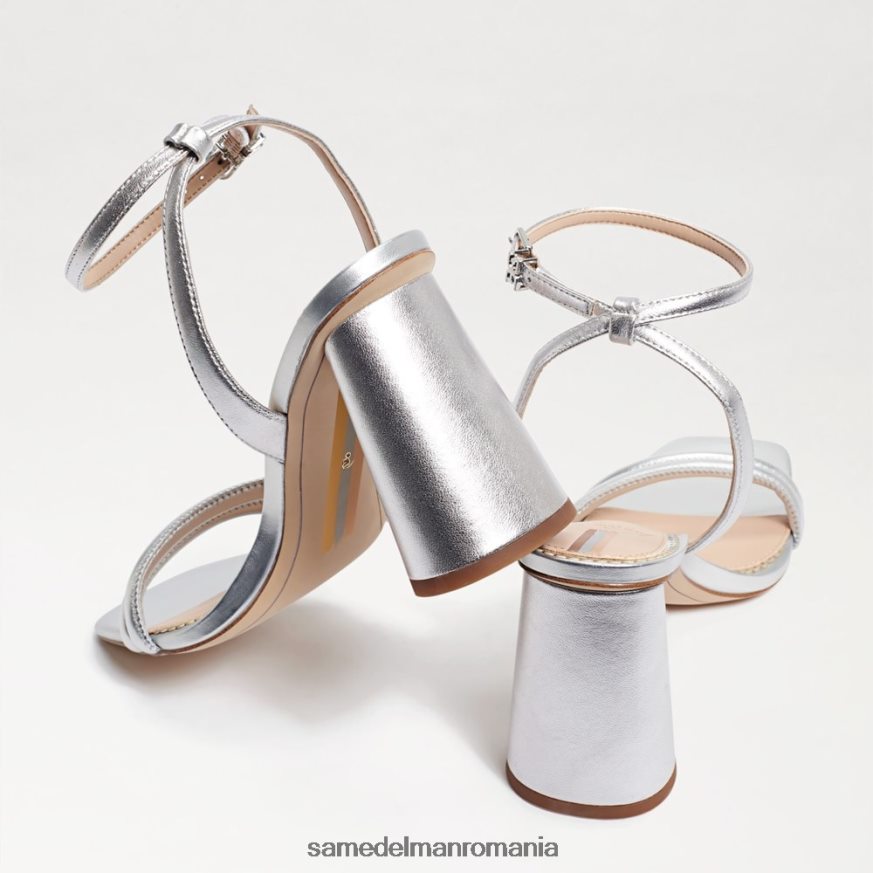 Sam Edelman încălţăminte piele argintie moale femei sandale kia cu toc bloc HN448Z104