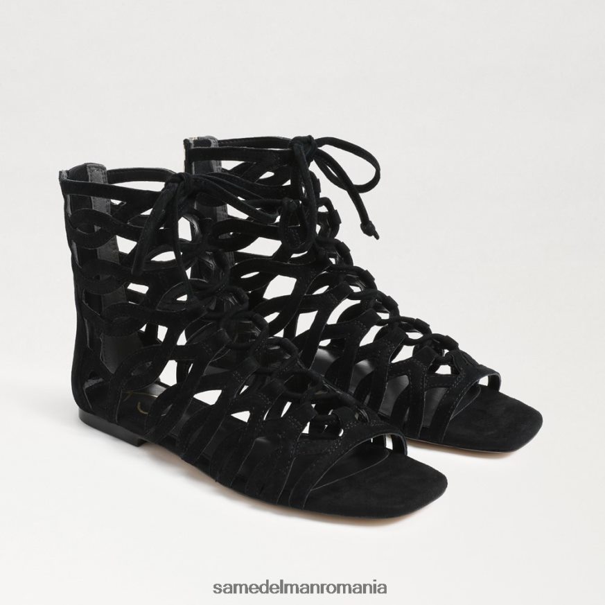 Sam Edelman încălţăminte piele intoarsa neagra femei lara gladiator sandal HN448Z946