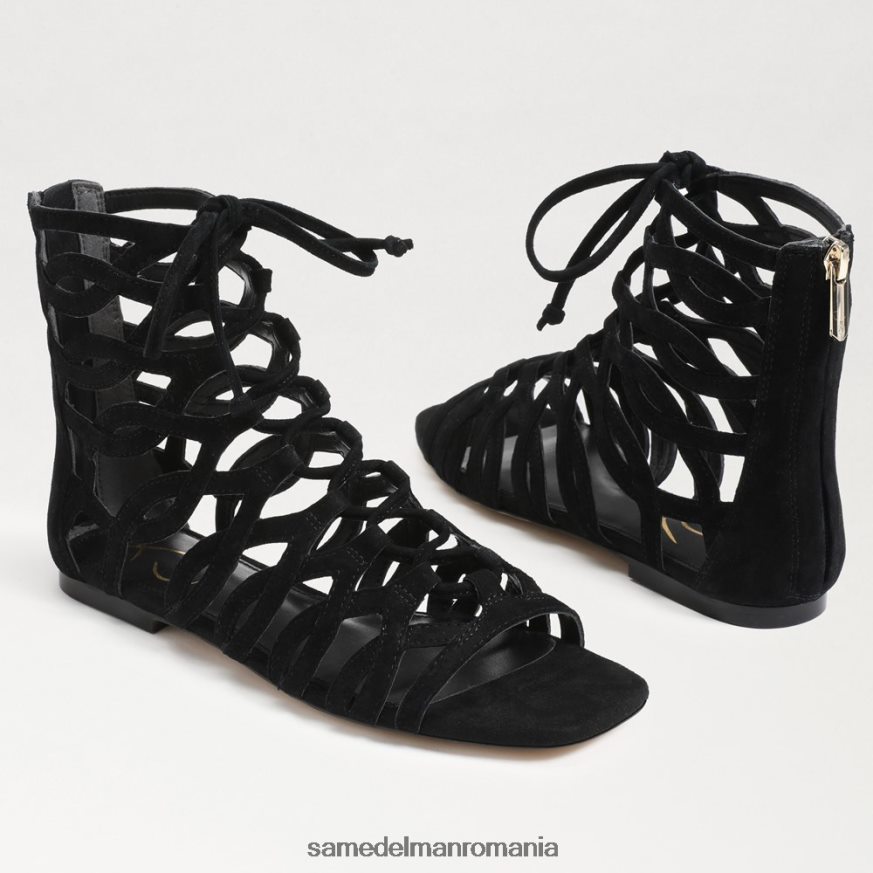 Sam Edelman încălţăminte piele intoarsa neagra femei lara gladiator sandal HN448Z946