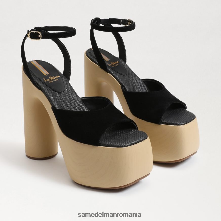 Sam Edelman încălţăminte piele intoarsa neagra femei toc platforma Grayson HN448Z668