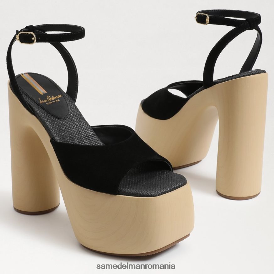 Sam Edelman încălţăminte piele intoarsa neagra femei toc platforma Grayson HN448Z668