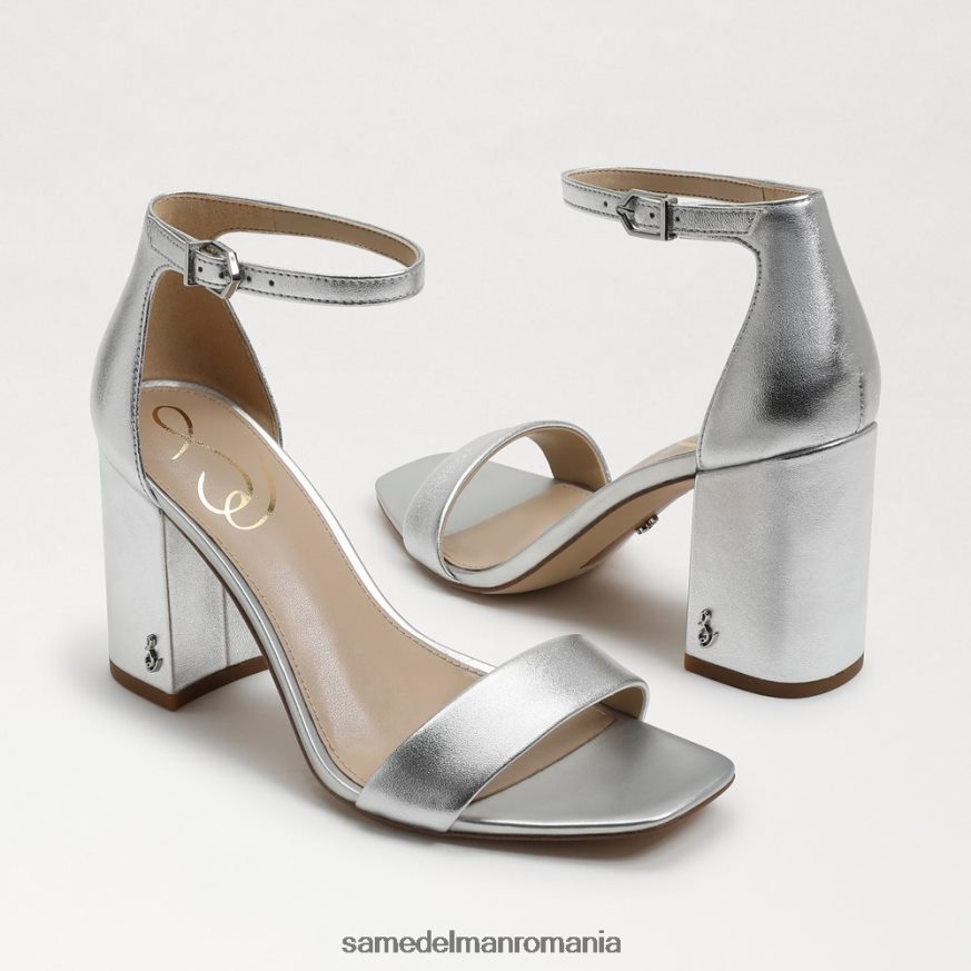 Sam Edelman încălţăminte piele metalica argintie femei sandale daniella cu toc bloc HN448Z298