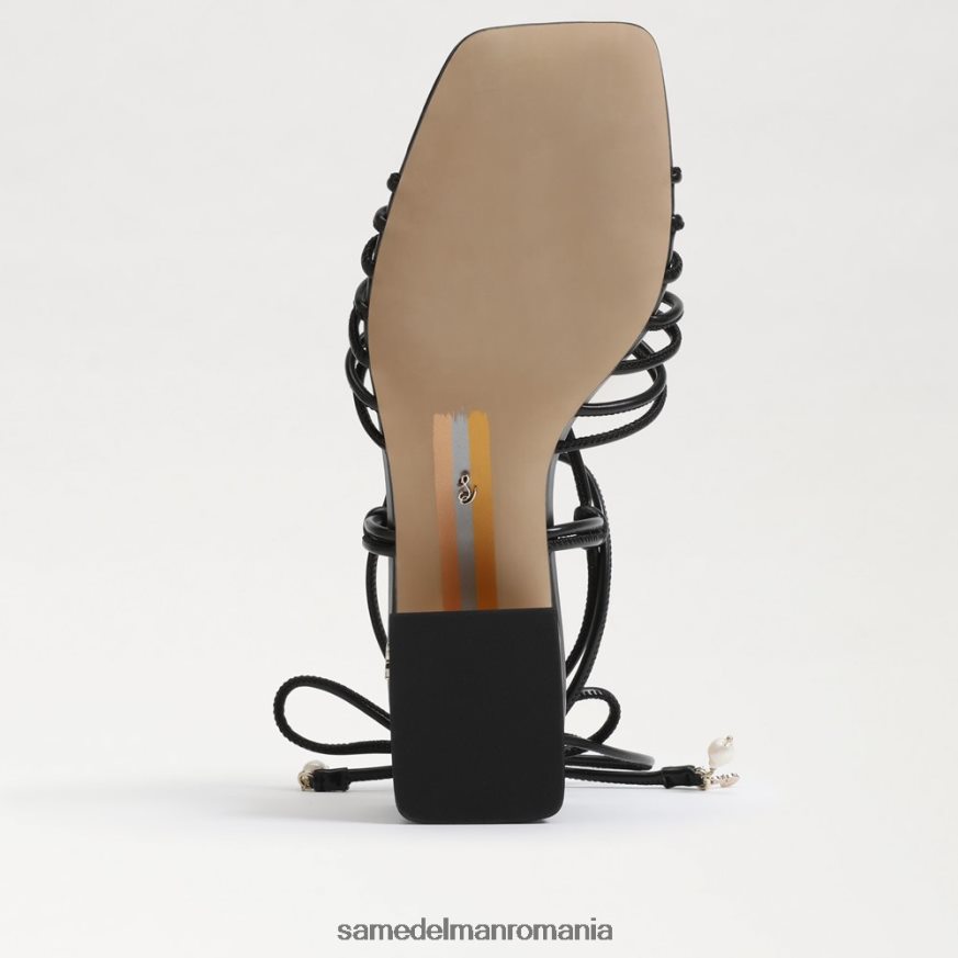 Sam Edelman încălţăminte piele neagra femei Sandale westley cu toc bloc cu șireturi HN448Z398