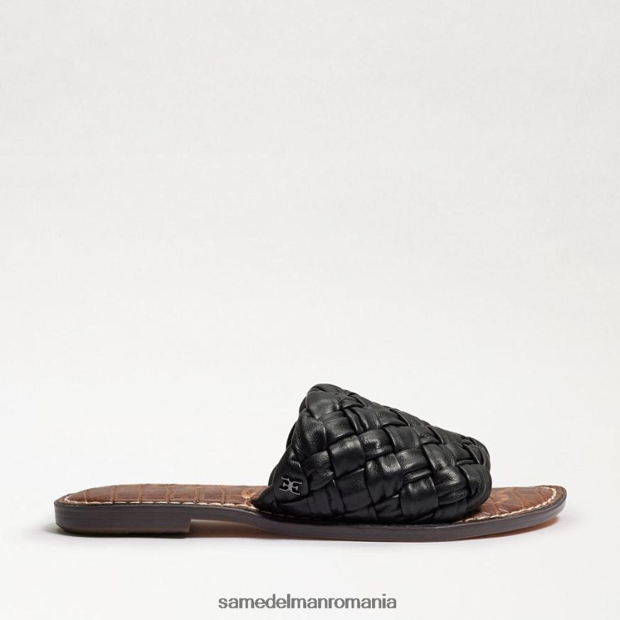 Sam Edelman încălţăminte piele neagra femei sandală glisante țesute griffin HN448Z632